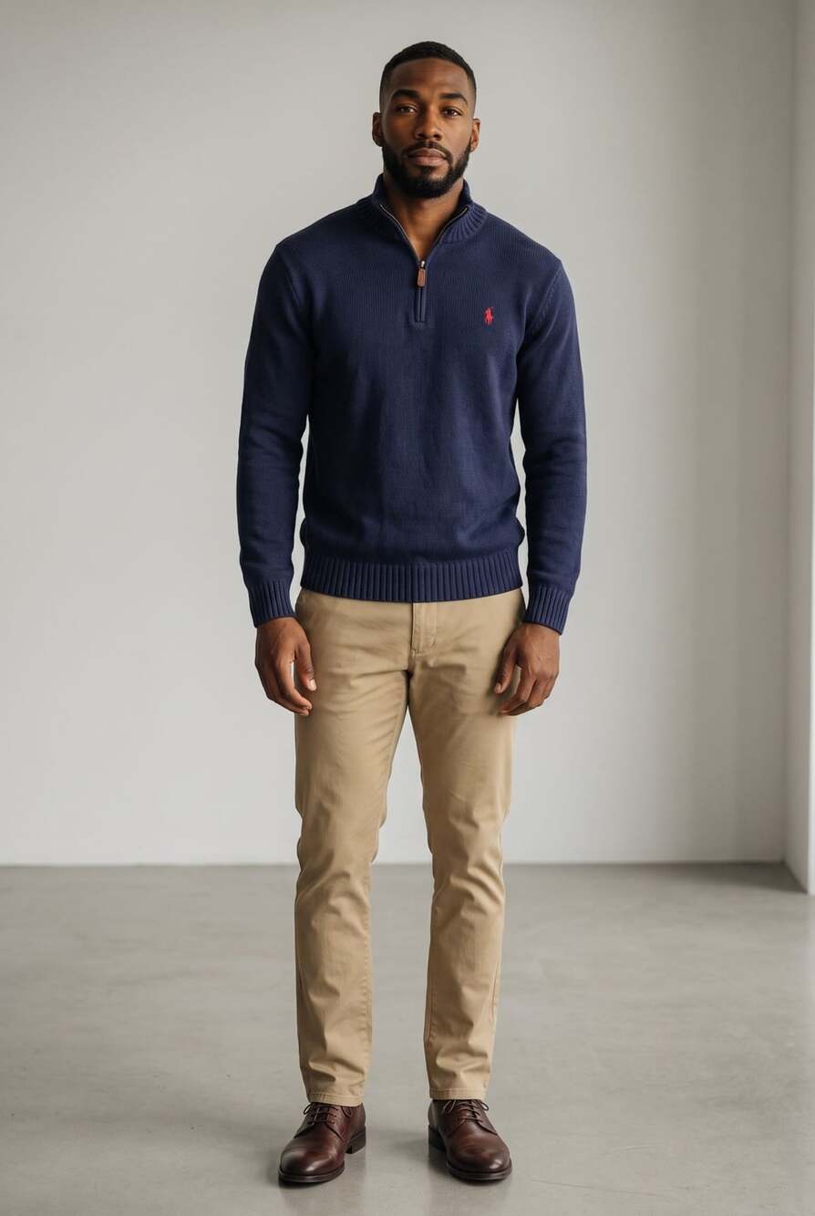 Polo Ralph Lauren Quarter-Zip Sweater Size L Navy Pima Cotton